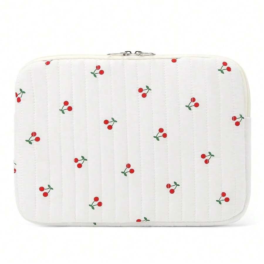 Puffy Laptop Sleeve 13-15.6 Inch Cute Quilted Laptop Protective Case Padded Floral Computer Sleeve For MacBook (B-Cherry, 13 Inch) - B-cherry - 查看 1