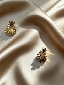 Pendientes asimétricos de moda exagerada para mujeres, diseño único, accesorios de joyería elegante y retro - Dorado - Ver 3