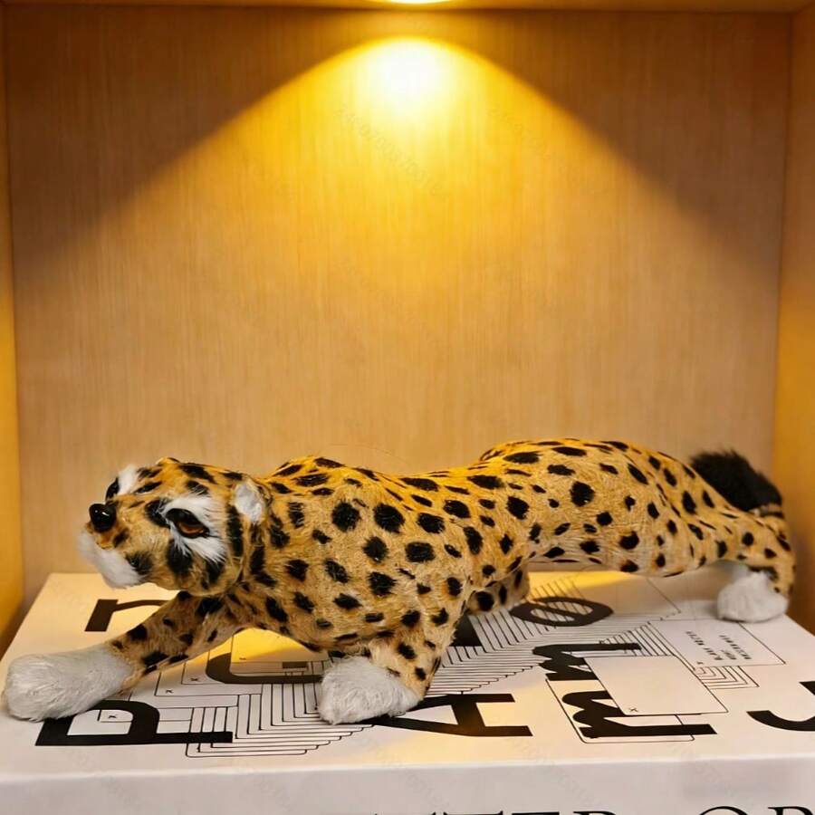 Figura decorativa realista de leopardo, estatua de animal para decoración del hogar, escultura de animal salvaje realista con artesanía detallada de pelaje, decoración de escritorio