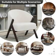 Sillón Individual Estilo Mid-Century Modern, Silla de Relax Tapizada con Estructura de Madera Robusta, Butaca Ergonómica para Lectura y Descanso para Salón, Dormitorio o Balcón - Beis - Ver 5
