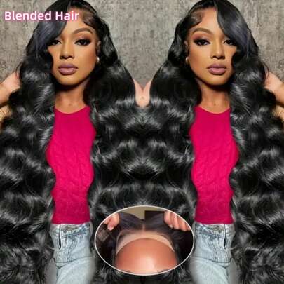 自然深棕色长款波浪卷蕾丝前假发，适合女性 - 13x3 海浪波浪，耐热合成纤维，蓬松卷发，百搭造型，完美打造日常或度假造型，多功能假发 | 松散波浪设计 | 丰盈蓬松假发