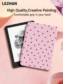 1个粉色爱心波点图案Kindle保护套，适用于Kindle 2024、Kobo、Kindle NK 11/Kindle儿童版/Kindle Paperwhite 5，电子书阅读器保护套，带自动唤醒/睡眠功能，轻巧便捷，完美贴合保护您的阅读设备，浪漫情人节礼物 - 彩色 - 查看 3