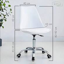 Silla Eames Ruedas Escritorio Ajustable Ergonómica Moderna Color Blanco Material Del Tapizado Cuero Sintético - Blanco - Ver 4
