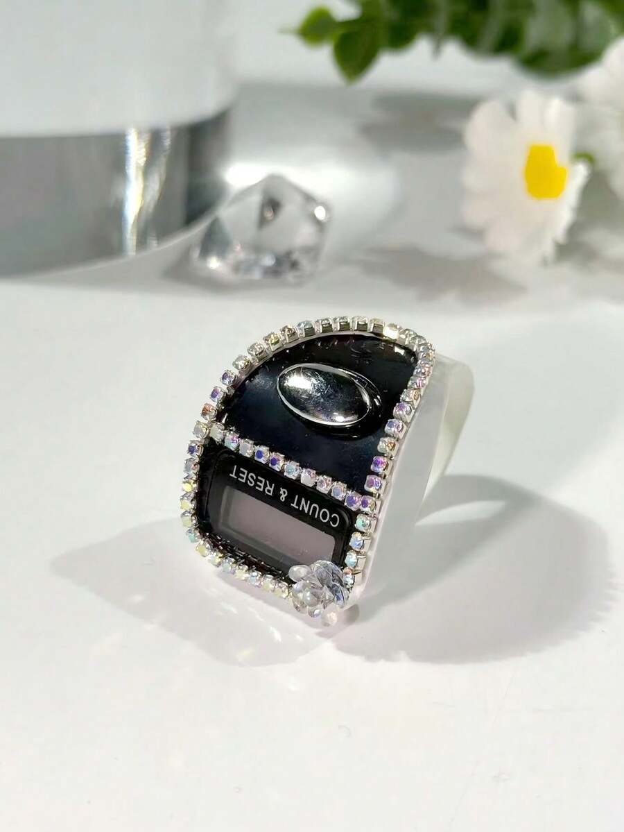 Penghitung Cincin Elektronik Bunga Berlian Imitasi Elegan (Fungsi Reset, Ukuran Cincin Dapat Diatur) + Penghitung Cincin, Tersedia Berbagai Warna untuk Menghitung dari 0 hingga 99999 (Cocok untuk Sholat Ramadhan, Pelacakan Aktivitas, dll.) - Beraneka warna - View 1