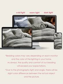 2/3件套格子法兰绒床上用品套装 - 柔软蓬松的人造毛皮被子，舒适柔软的毛绒床上用品套装，奢华毛绒床上用品套装，包含1条被子和1/2个枕套，通过Oeko-Tex认证 - 灰色 - 查看 8