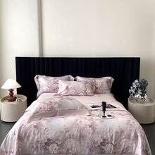 Juego de cama de cuatro piezas de verano  de flores de tipo A, batista de lyocell, manta fresca de verano, Lavable a máquina, manta ligera para aire acondicionado, sensación refrescante, tamaño doble - Mu Ge - Ver 6