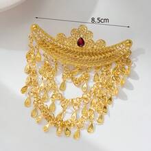 Herseygold 1 st guldpläterad tofshårspänne för kvinnor, turkisk brudhuvudbonad för mellanöstern, arabisk håraccessoar för kvinnor med festivalmotiv - Guld - Visa 5