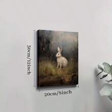 2D Flat Printing, 1pc, Moody White Rabbit In Misty Grassland Framed Canvas Wall Art Print, Vintage Wall Art For Nursery, For Living Room, Bathroom Wall Art, Wall Art For Bedroom, Office, Home, Kitchen, Dorm, Nursery, Framed Canvas Print, Ready To Hang, Home Decor Gift Idea, Farmhouse, Scandinavian, Minimalist, Boho Aesthetic - As Shown In the Figure - View 6