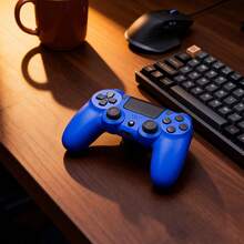 Upgraded Wireless P-4 Controller, 1000mAh Long-Lasting Battery & USB-C Cable, Dual Shock Vibration & Precision 6-Axis Gyro Sensor, Multi-Touch Pad & Share Button, Compatible With P-Aystation 4 / P*4 Slim / P*4 Pro / PC Gaming, Includes Stereo Headset Jack - Blue - View 3