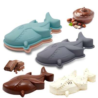 1pc Silicone Shark Cake Mold | Large Capacity, Easy Demold, Suitable For Birthday Parties And Ocean Themed Events, Chocolate And Mousse Baking Mold, Silicone
