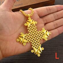 1 pieza Collar con colgante de cruz minimalista clásica hueca, longitud de cadena de 80 cm, colgante con elemento de cruz, collar de uso diario para mujeres, adecuado para árabe, reunión diaria, fiesta de cumpleaños, regalo de joyería de festival - Amarillo Oro - Ver 22