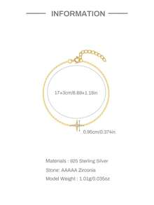 SereneSpark 1件925纯银经典四角星立方氧化锆手链，精美首饰，适合女性日常佩戴、婚礼、派对、订婚、情人节等场合。 - 金色 - 查看 7