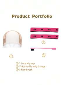 Bộ 4 món tóc giả | Mũ lưới trong suốt chống trượt + Băng đô nơ + Lược chải chân tóc | Dụng cụ cố định không cần keo dán | Màu nâu/đen/màu da # Khuyến mãi Halloween # Dụng cụ tạo kiểu tóc # Hàng mới về - Nhiều màu - Xem 6