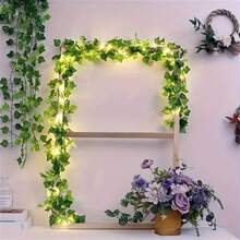 1PC, Fairy Lights LED Ivy USB Powered 100 LEDs 8 Lighting Modes, Artificial Leaf Vine Wall Decor, 3X1m/9.84x3.28ft, Garden Yard Lights For Christmas, Wedding, Patio, Bedroom, Party, Holiday Decoration Indoor Outdoor (Without Battery) - Warm White - View 2