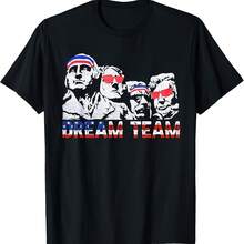 Camiseta retro vintage patriótica divertida con la bandera de Estados Unidos para mujer y hombre - Negro - Ver 1