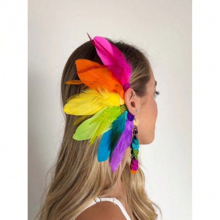 Colorful Neon Ear Clips, Pretty Carnival Style. - 彩色 - 查看 1