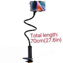 1pc Adjustable Phone Holder, 70cm Flexible Arm, 360° Rotatable Dual Clip Stand, Plastic Screw Base, Suitable For Desk, Bedside, Live Streaming, TV And Slouchy Use - Black - View 2