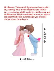 Charming Resin Couple Sculpture - Romantic Bride And Groom Miniature Decor, Elegant And Cute Cake Topper, Suitable For Home, Living Room, Bedroom, Office Desk, Shelf Or Garden Display, Perfect For Engagement, Anniversary, Wedding Party Decoration And Souvenir Gift, Indoor Decor | Elegant Design | Fine Craftsmanship, Ideal For Wedding Decoration, Valentine's Day Celebration - Nhiều màu - Xem 9