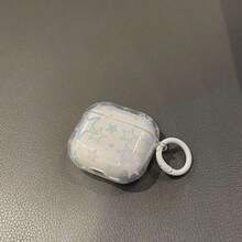 Starry Blue & White Design Earphone Case, Transparent Refreshing Earphone Cover, Earphone Shockproof Case, Suitable Compatible With Apple Bluetooth Earphone Protective Case - Clear - View 8