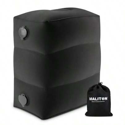 Maliton Inflatable Travel Foot Rest Pillow Toddler Airplane Bed Car Seat Foot Rest For Adjustable Height Leg Rest Pillow For Airplane Home Office Black 1 Pack