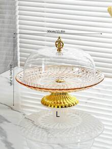 1pc Round Cake Stand With Cover - Multifunctional Dessert Display Set, Also Can Be Used As Cheese Platter, Suitable For Cheese, Chips, Dips And Fruit Plate, With Large Acrylic Dome Cover - Champagne - View 10