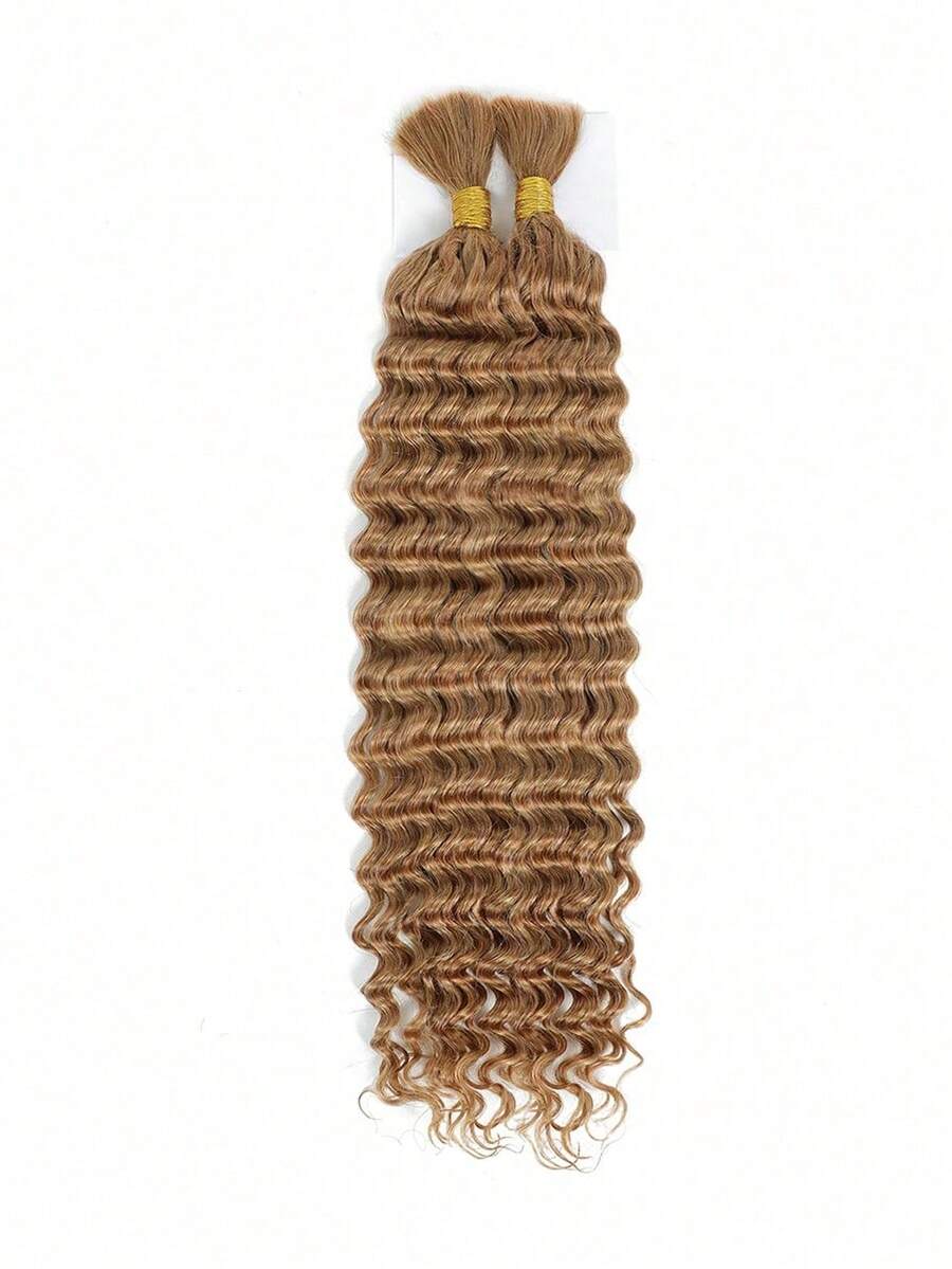 2pcs Braiding Hair Bulk No Weft Deep Wave Crochet Human Hair Solid Color 27# Virgin Human Hair Extension Knotless Braids Hair Extensions - S27 - View 1