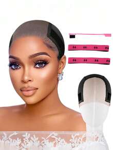 Bộ 4 món tóc giả | Mũ lưới trong suốt chống trượt + Băng đô nơ + Lược chải chân tóc | Dụng cụ cố định không cần keo dán | Màu nâu/đen/màu da # Khuyến mãi Halloween # Dụng cụ tạo kiểu tóc # Hàng mới về - Nhiều màu - Xem 11