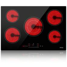 Electric Cooktop 30 Inch, IsEasy Ceramic Cooktop 5 Burners, Electric Stove Top Built-In Countertop 8200W With 9 Heating Level, 220-240V, Hard Wire, No Plug - Black - View 12