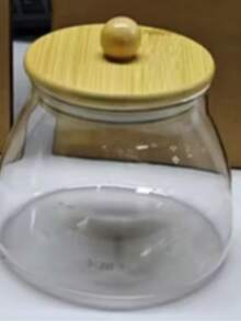 竹木盖透明玻璃水果盘，创意风格，日式带盖，干果托盘，多格水果盘，适合家用咖啡桌 - 彩色 - 查看 13