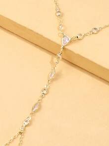 1 Peça Pulseira de Nó Elegante e Minimalista com Strass, Adequada para Eventos Formais, Acessório de Joalheria, Presente para Mulheres - Dourado - Visão 5