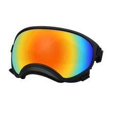 大型犬宽鼻护目镜，战术驾驶太阳镜，适用于中大型犬，防紫外线，防风防尘，可调节，黑色 - 黑色 - 查看 9