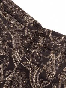 Chân váy maxi cổ yếm màu nâu dành cho nữ | Chân váy xòe không tay cổ chữ V sâu, họa tiết paisley, thích hợp cho kỳ nghỉ và lễ hội mùa xuân. - màu nâu - Xem 9
