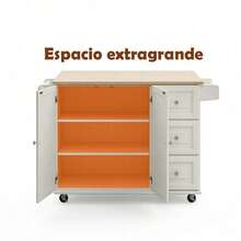 Carrito Auxiliar De Almacenamiento Cocina Carrito Organizador Con Ruedas - Blanco - Ver 3