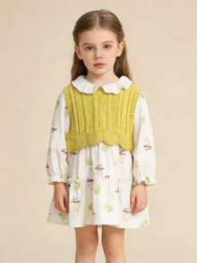 Balabala 女童连衣裙两件套，可爱套装，秋季新品 - 白色調 - 查看 2