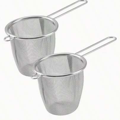 2/1pc Stainless Steel Tea Leaf Strainer - Fine Mesh Tea Coffee Filter, Durable Metal Tea Ball With Handle, Tea Infuser, Anti-Leak Tea Filter