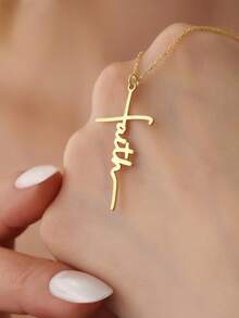 1 chiếc vòng cổ thánh giá tinh tế bằng thép không gỉ mạ vàng 18K, vòng cổ quà tặng tôn giáo của Cơ đốc giáo, vòng cổ phong cách Bohemian, quà tặng trang sức cho phụ nữ - Vàng - Xem 5