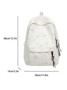 1个情侣蝴蝶印花尼龙多隔层拉链休闲背包，适合校园情侣、年轻情侣日常使用、短途旅行、情人节/周年纪念礼物 - 彩色 - 查看 11