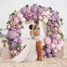 146pcs Purple Balloon Arch Kit, Light Pink, Beige, Rose Gold Balloons Suitable For Wedding, Birthday, Baby Shower, Mother's Day, Bridal Shower, Lavender Party Decoration - Multicolor - View 6