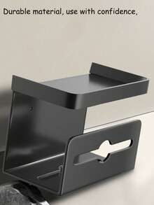 Gun Grey Wall-Mounted Toilet Paper Drawer Rack, Bathroom Hole-Free Toilet Paper Box, Tissue Storage Rack - Multicolor - View 7