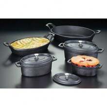 American Metalcraft CIPOV9567 Cast Iron Oval Casserole Pan With Handles, 12\ L X 6.75\ W, Black - 1Count(Packof1) - View 3