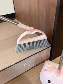 New Cute Pig Broom And Dustpan Set, 2024 New Extended Cleaning Tool 180° Rotation Cleaning Without Dead Angle, Stainless Steel Material + Silicone Strip Design Lightweight And Flexible, 4-Layer Extended Soft PET Bristles Durable - Pig Set - View 9
