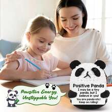 1pc Positive Panda Emotional Inspirational Support Crochet Dolls Positive Crochet Animals Gifts Emotional Inspirational Support Plush Stuffed Animal, Birthday Valentine's Day Gifts For Women Men Colleagues Friends Teens - Multicolor - View 2