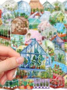 50pcs Hothouse Flower Stickers Delicate Botanical Transparent Labels For Phone Case, Laptop, Guitar, Water Bottle, Journal, Luggage, Waterproof Decals - Multicolor - View 7