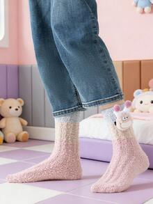 4双男女通用趣味卡通时尚眼镜帽图案加厚保暖袜，适合居家、办公、度假、送礼。 - 彩色 - 查看 8