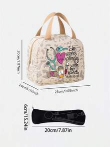 Medical Theme Insulated Lunch Bag, Leakproof Insulated Soft Large Lunch Cooler Bag - Reusable Lunch Box, Food Tote Bag, Canvas Lightweight Portable Lunch Storage Bag, Leakproof, Machine Washable, Perfect Gift For Work, Camping, Picnic, School, Travel Or Outdoor Activities, Commemorative Gift, Mother's Day Gift, Suitable For Doctors, Nurses And Medical Environment - Multicolor - View 10