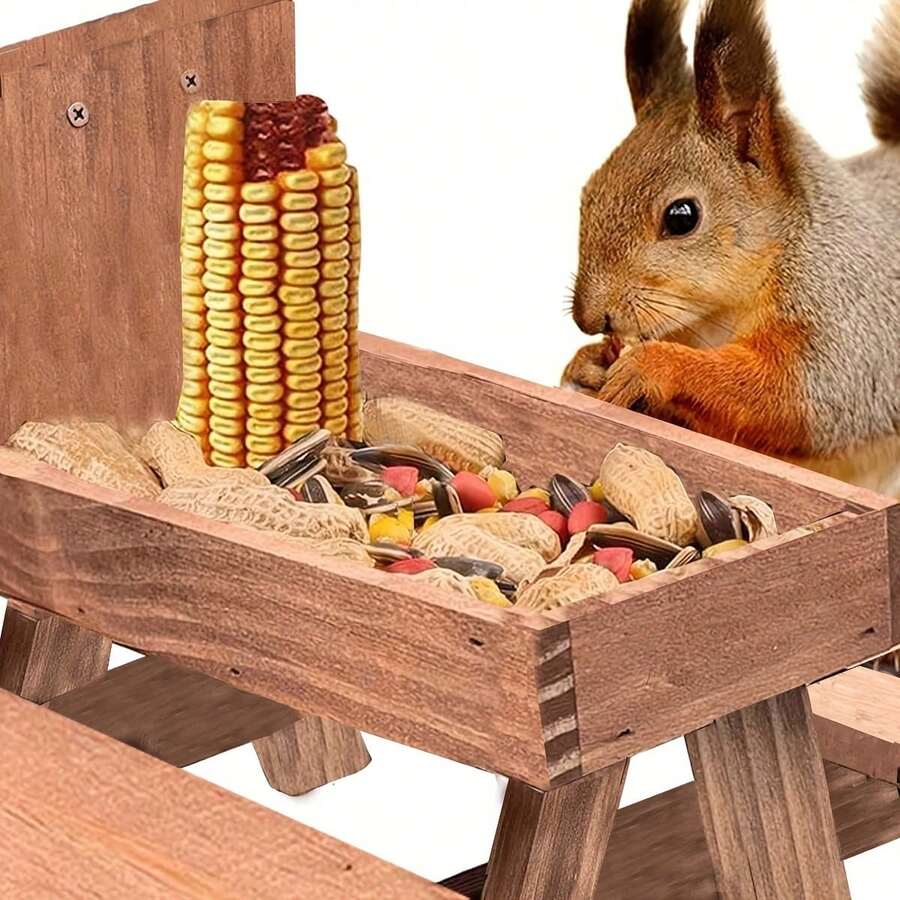 Durable Chipmunk Bird Feeder, Outdoor Hanging Small Animal Food Dispenser For Squirrels And Birds, Garden Ornament Picnic Table Decoration - trắng - Xem 1
