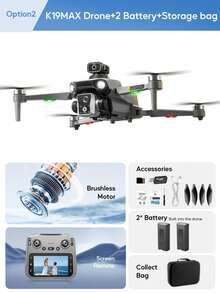 AXNEN 2026新款K19MAX无刷自动返航无人机，配备4.5英寸FPV遥控器，一键投放，双摄像头，无刷电机，光流悬停，可拆卸大容量电池，智能避障。内置摄像头，即使是新手也能轻松上手。圣诞节及其他节日的完美礼物。 - 彩色 - 查看 14