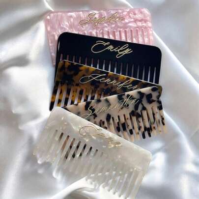 Personalized Acrylic Comb, Bridesmaid Gift, Engraved Initial Comb, Marble Comb, Pocket Comb, Bridal Gift, Engraved Comb, Travel Essentials, Mother's Day Gift