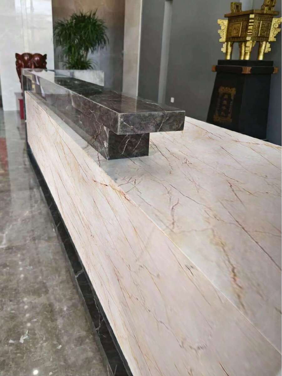 Self-Adhesive Removable Decorative Sticker, Suitable For Front Desk, Kitchen Cabinet, Countertop, Anti-Pollution - Sandalwood Beige - View 1