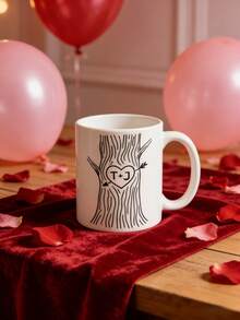1pc Custom Valentine's Day Ceramic Mug, Personalized With Text For Everyday Use And Special Occasions - White - View 4